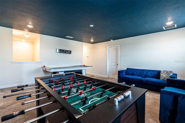 1257 Challenge Dr, Davenport, FL 33896 - recreation room with recessed lighting, carpet floors, and a textured ceiling