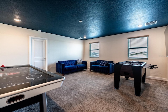1257 Challenge Dr, Davenport, FL 33896 - recreation room with a textured ceiling, carpet, and recessed lighting