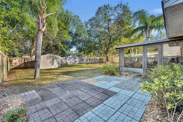 view of patio / terrace featuring a sunroom