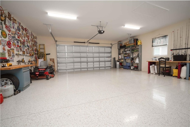 garage with a garage door opener