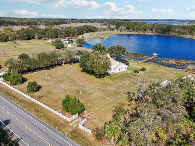 bird's eye view featuring a water view