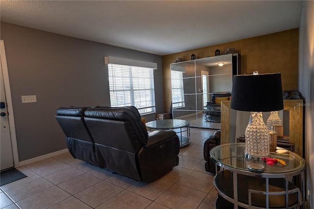 view of tiled living room