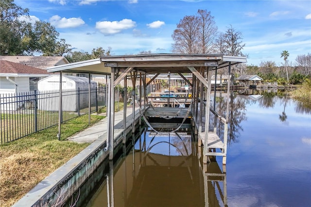 view of dock featuring a water view