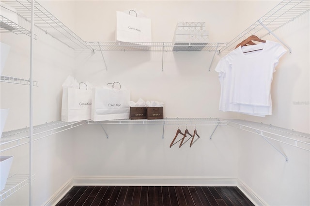 walk in closet featuring wood-type flooring