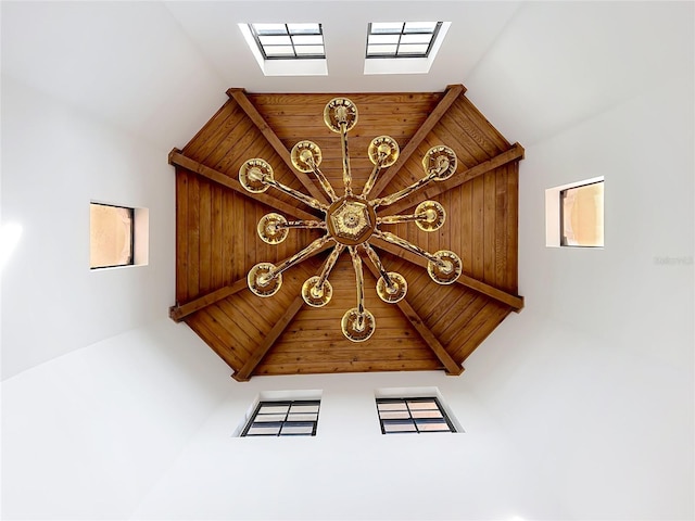 interior details with wood ceiling