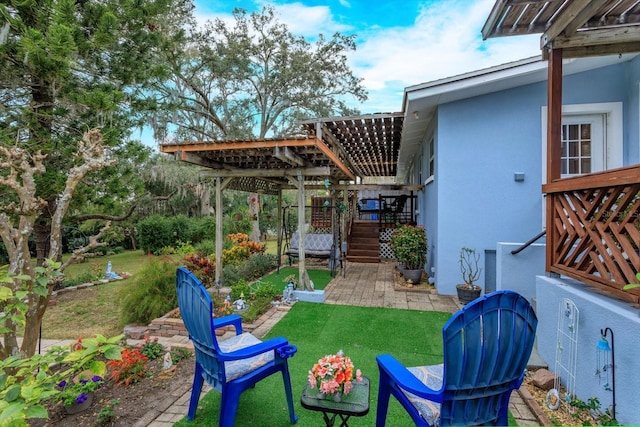 view of yard with a patio and a pergola