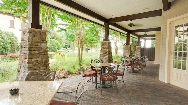 view of patio with ceiling fan