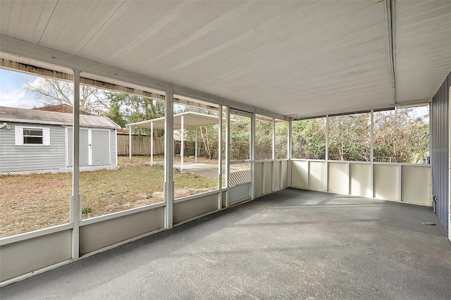 view of unfurnished sunroom