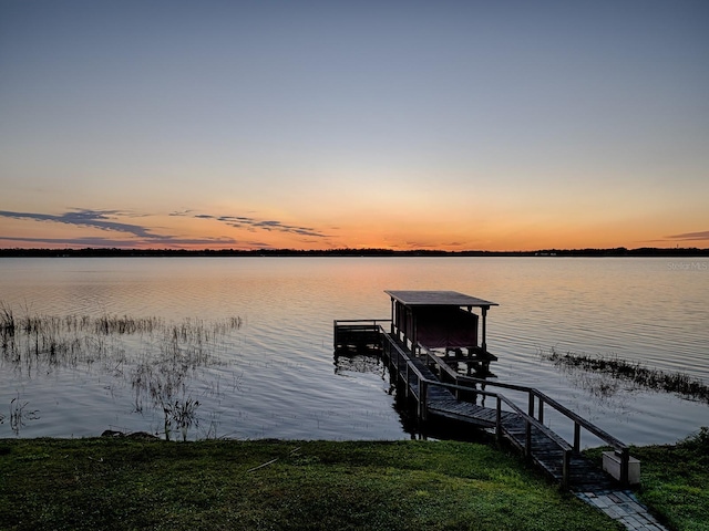 dock area with a water view