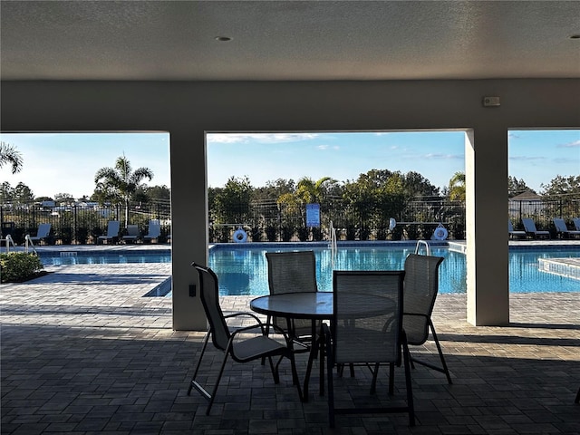 view of swimming pool with a patio area