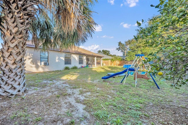 view of yard with a playground