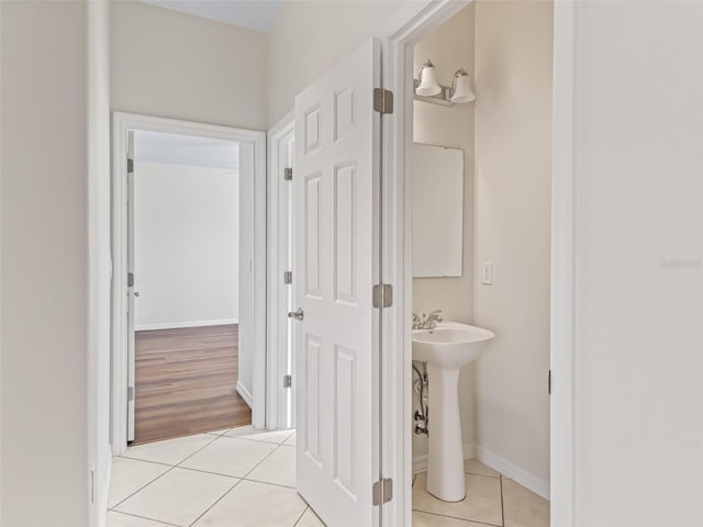 bathroom with sink and tile patterned floors