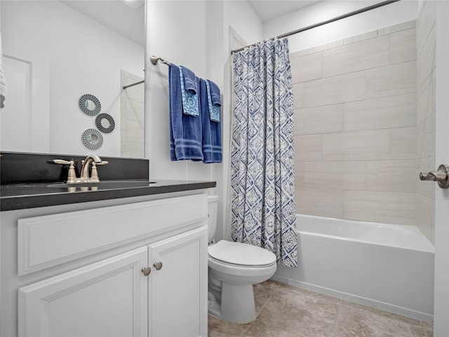 full bathroom with vanity, toilet, and shower / bath combo