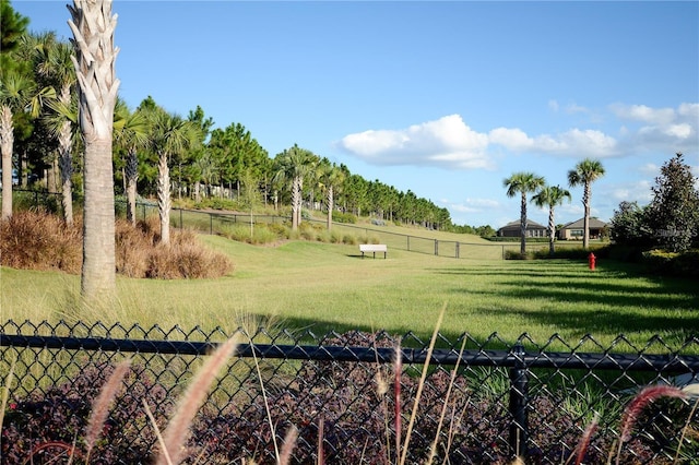 view of community with a rural view and a yard