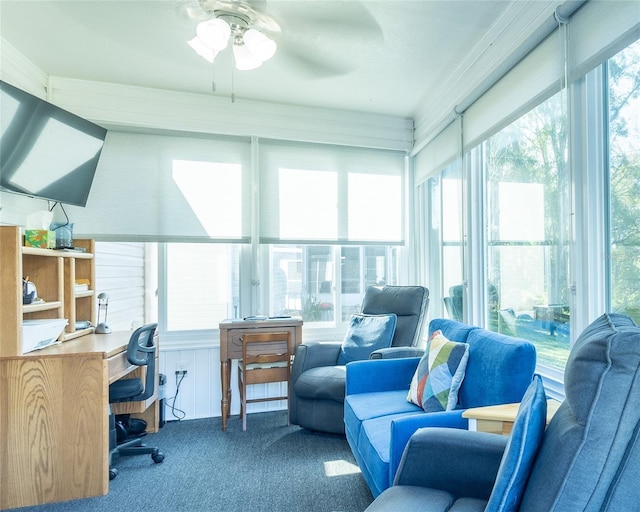 502 San Marino Dr, Lady Lake, FL 32159 - sunroom / solarium featuring ceiling fan