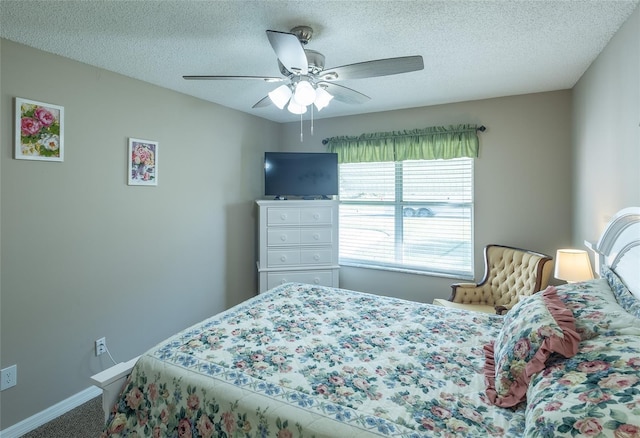 502 San Marino Dr, Lady Lake, FL 32159 - bedroom featuring a textured ceiling, carpet flooring, and ceiling fan