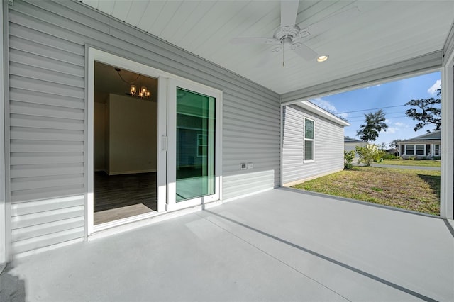 view of patio with ceiling fan