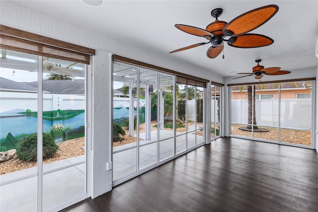 interior space with dark hardwood / wood-style floors