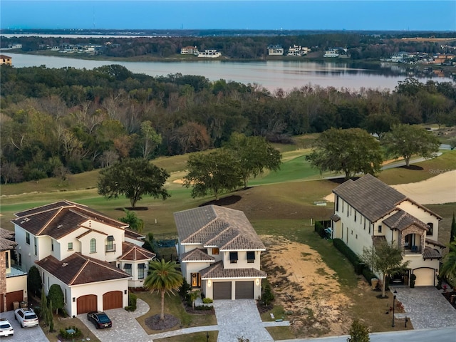 bird's eye view featuring a water view