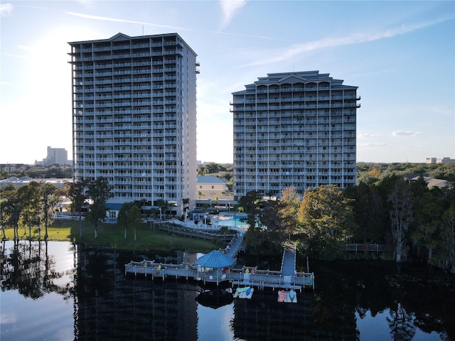 exterior space featuring a water view