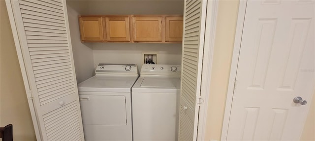 laundry room with cabinet space and independent washer and dryer