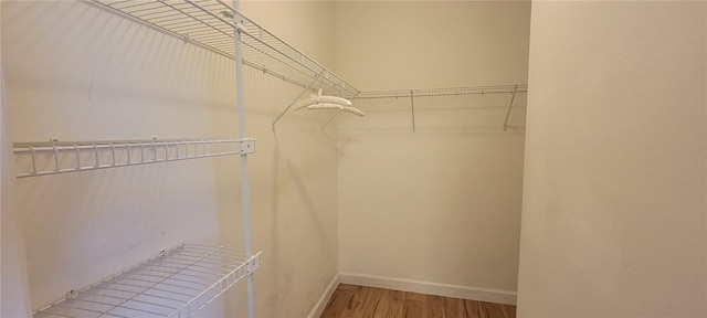 spacious closet with wood finished floors