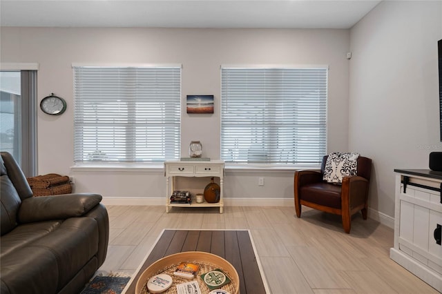 living room featuring a wealth of natural light