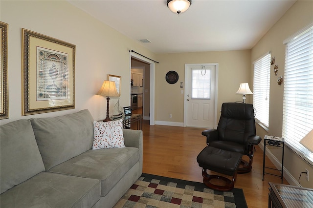 living room featuring hardwood / wood-style flooring