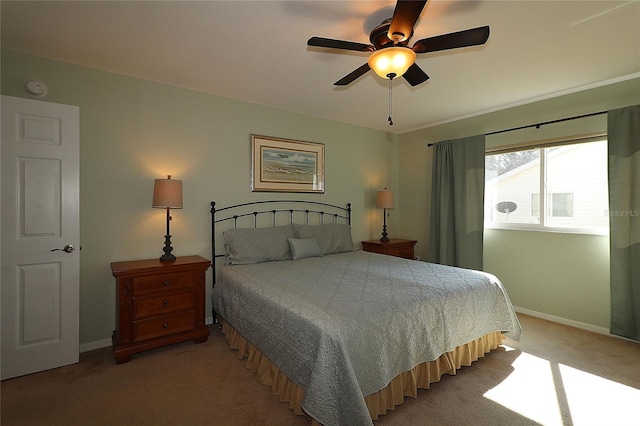 bedroom with carpet and ceiling fan