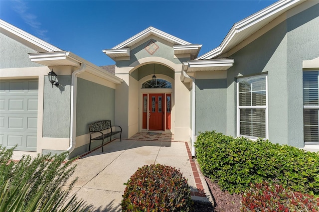 property entrance featuring a garage