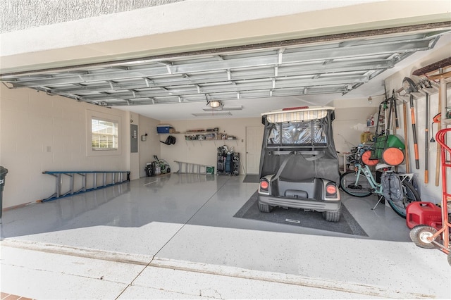 garage with electric panel