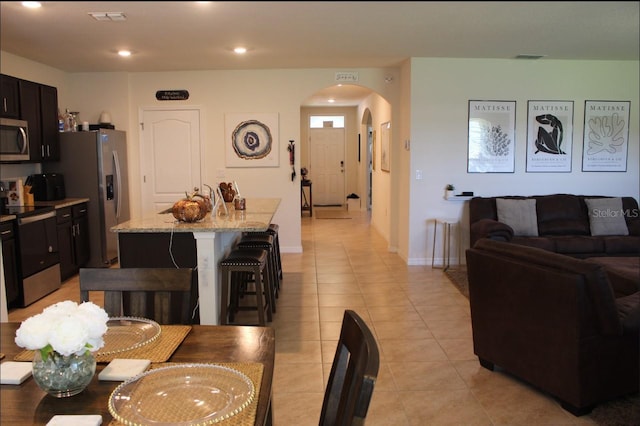 view of tiled dining area