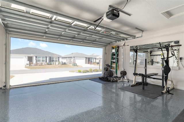 garage with a garage door opener