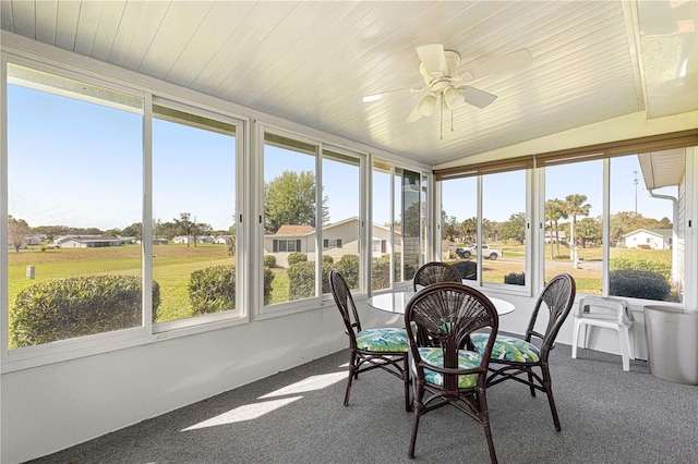 17664 SE 105th Ter, Summerfield, FL 34491 - sunroom / solarium featuring a ceiling fan, carpet floors, and wooden ceiling