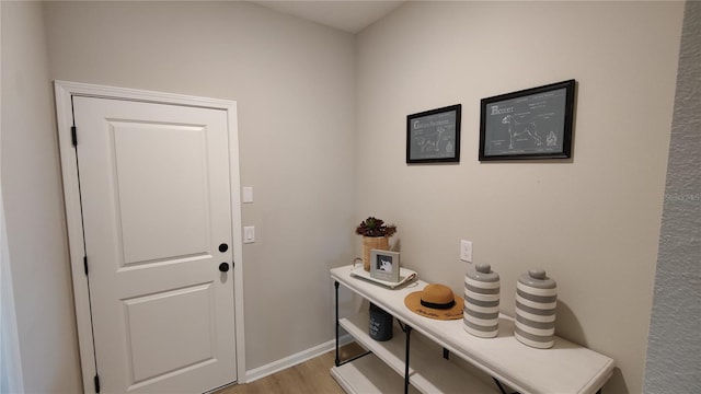 doorway to outside with light hardwood / wood-style floors