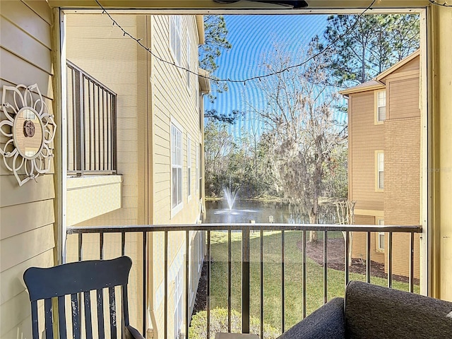 balcony with a water view