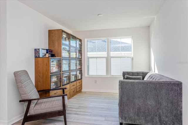 living area featuring light hardwood / wood-style flooring