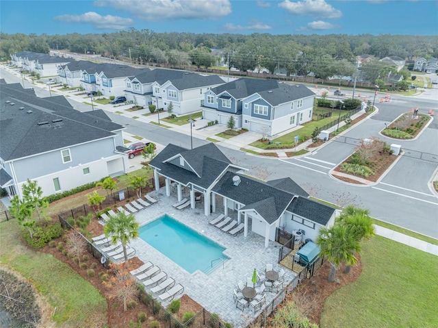 drone / aerial view with a residential view