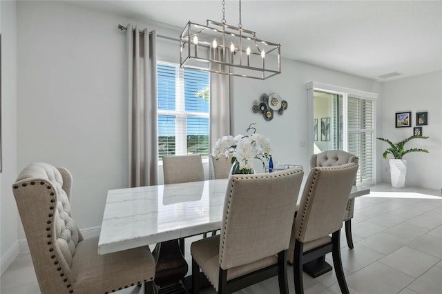 view of tiled dining space