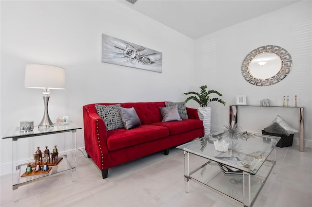 view of tiled living room