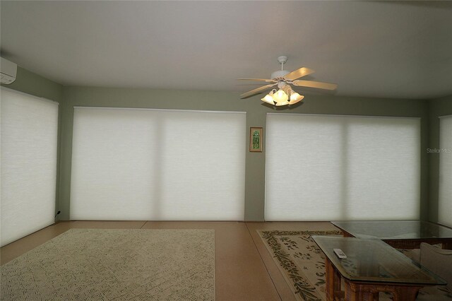 interior space featuring ceiling fan