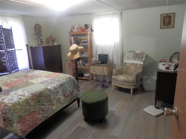 bedroom with wood-type flooring