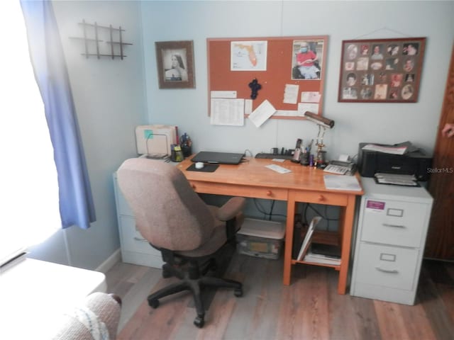 office area featuring wood-type flooring