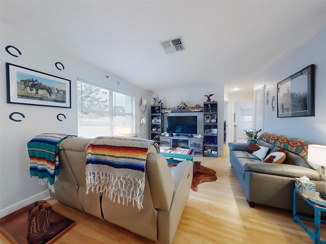 living room with light wood-type flooring