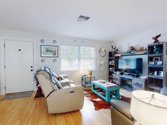 living room with wood-type flooring