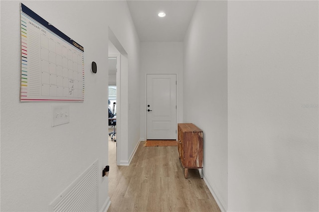 hall featuring light wood-type flooring