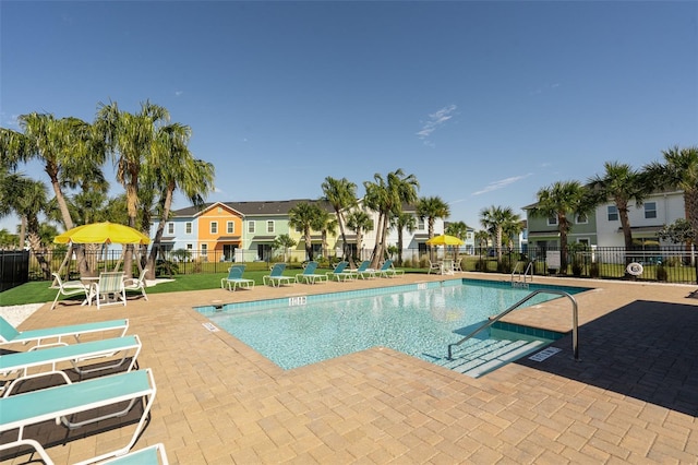 view of pool featuring a patio