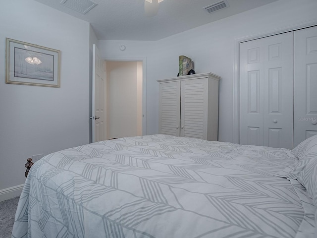 bedroom with a closet and ceiling fan