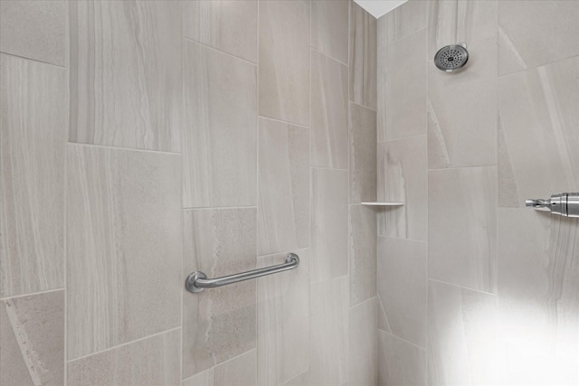 interior details featuring tiled shower