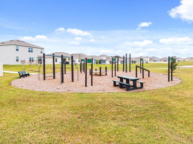 view of playground with a yard